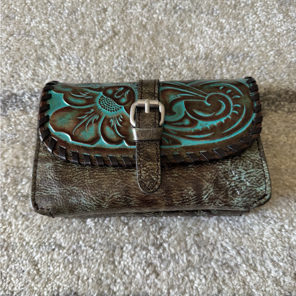 Patricia Nash Brown and Turquoise purse